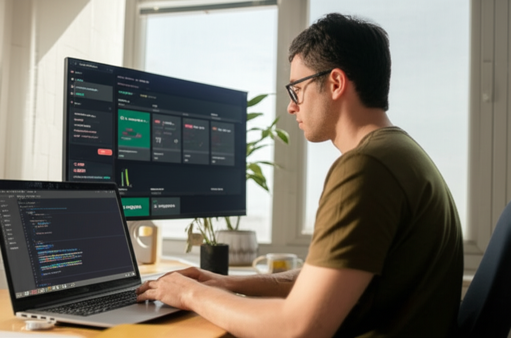 Developer working on freelance projects