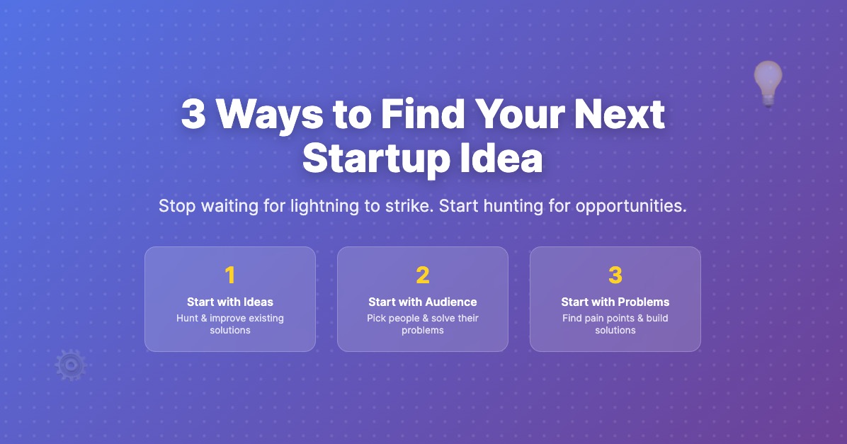 3 Proven Ways to Find Your Next Startup Idea (Without Getting Stuck in Analysis Paralysis)